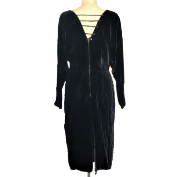 Vintage velvet lace up back beaded sequin dress - Picture 4 of 16